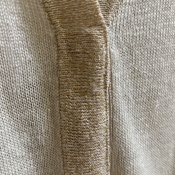 Beautiful Beige Cardigan with Gold Metallic Band - Picture 3 of 10